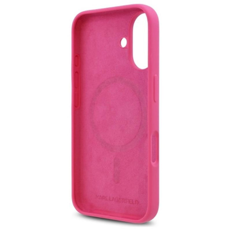 Karl Lagerfeld Silicone Choupette Head Print MagSafe - iPhone 16 Case (fuchsia)