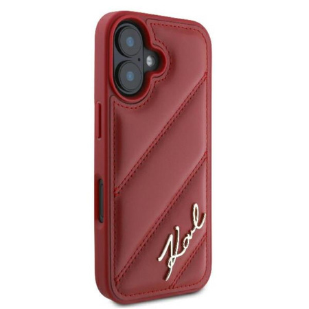 Karl Lagerfeld Quilted Signature - pouzdro pro iPhone 16 (červené)