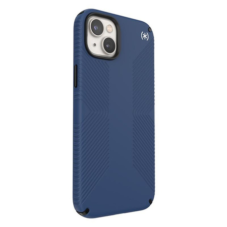Speck Presidio2 Grip - Custodia antiscivolo per iPhone 15 Plus / 14 Plus (blu costiero / nero / bianco)