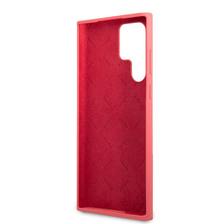 Guess Silicone Script Metal Logo - Etui Samsung Galaxy S22 Ultra (fuksja)