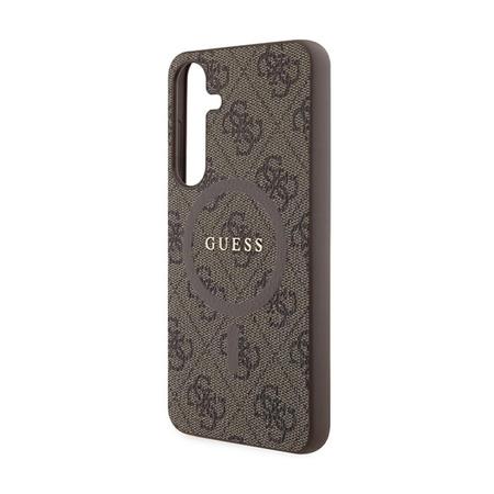 Guess 4G Collection Leather Metal Logo MagSafe - Pouzdro Samsung Galaxy S24+ (Hnědé)