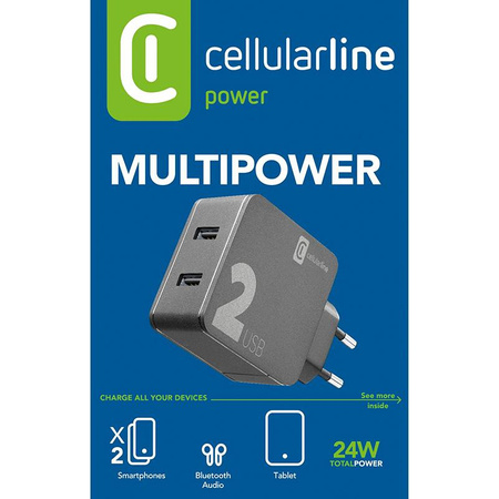 Cellularline Multipower 2 - Power charger 2x USB-A 12W + 12W (black)