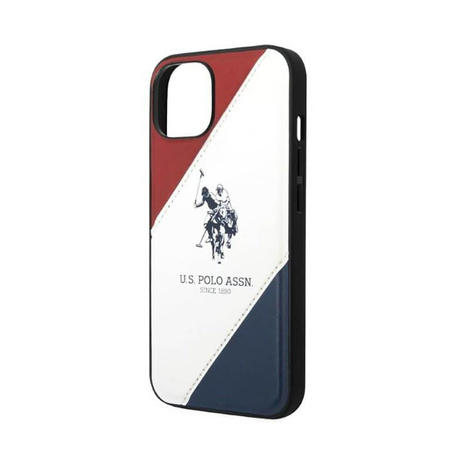 US Polo Assn Tricolor Embossed - Coque pour iPhone 14 Plus (blanc)