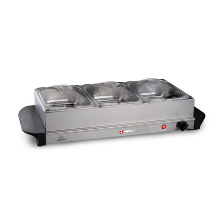 Alpina - Réchauffeur d'aliments, bemar 3x1.25 l puissance 200W acier inoxydable