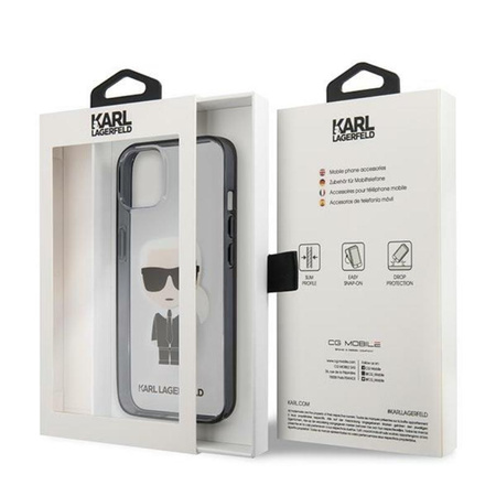 Karl Lagerfeld Ikonik Karl - pouzdro pro iPhone 13 (čiré / černý rámeček)