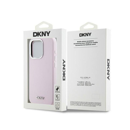 DKNY Liquid Silicone Small Metal Logo MagSafe - iPhone 14 Pro tok (rózsaszín)