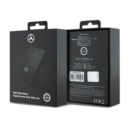 Mercedes Stars Motif MagSafe - 3000 mAh 5W MagSafe power bank à induction (noir)