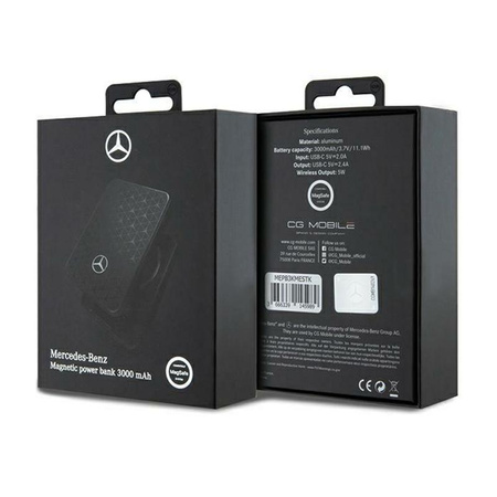 Mercedes Stars Pattern MagSafe - 3000 mAh 5W-os MagSafe indukciós 3000 mAh-os indukciós power bank (fekete)