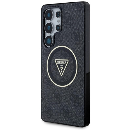 Guess 4G Glitter Triangle Buttons MagSafe - Pouzdro pro Samsung Galaxy S25 Ultra (černý)