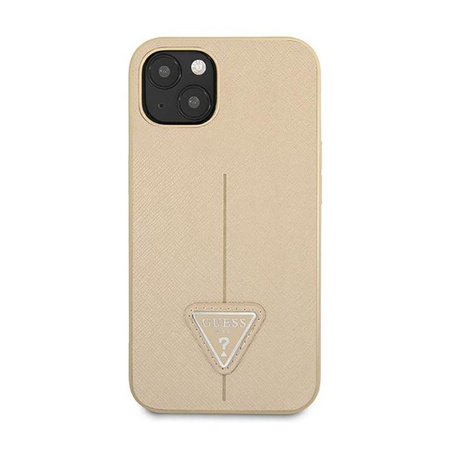 Guess Saffiano Triangle Logo Case - Hülle für iPhone 14 (Beige)