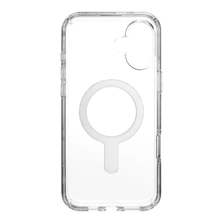 Speck Presidio Perfect-Clear ClickLock e MagSafe - Custodia per iPhone 16 Plus (Trasparente / Finitura cromata / Argento Serene)