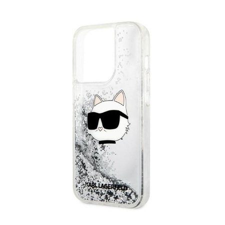 Karl Lagerfeld Liquid Glitter NFT Choupette Head - iPhone 14 Pro Tasche (silber)