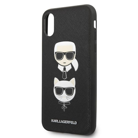 Karl Lagerfeld Saffiano Karl & Choupette Heads - iPhone Xs Max Tasche (schwarz)