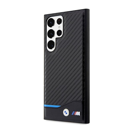 BMW Leather Carbon Blue Line - Étui Samsung Galaxy S23 Ultra (noir)