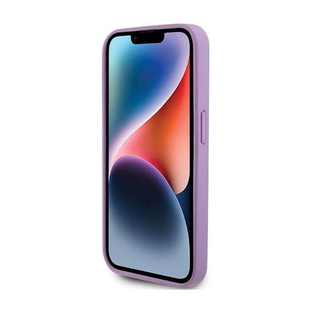 Kožené pouzdro Guess 4G s razítkem - iPhone 15 Pro Max (fialové)