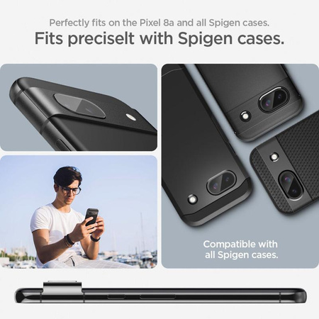 Spigen Optik.TR EZ Fit Kamera-Objektivschutz 2er-Pack - Objektivschutzglas für Google Pixel 8A (2 Stück) (Schwarz)