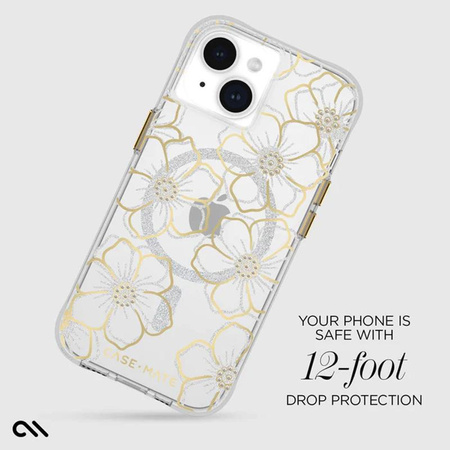 Pouzdro Case-Mate Floral Gems MagSafe - iPhone 15 (zlaté)