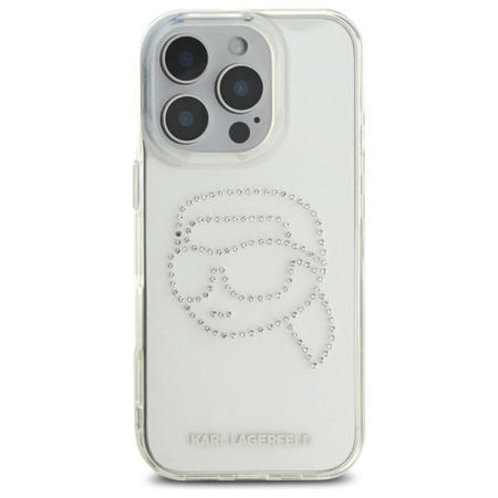 Karl Lagerfeld IML Rhinestones Karl Head - Hülle für iPhone 16 Pro Max (Transparent)