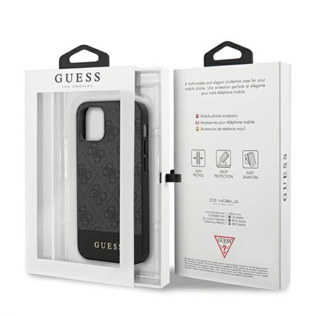 Guess 4G Bottom Stripe Kollektion - iPhone 12 mini Tasche (grau)