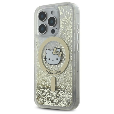 Hello Kitty Liquid Glitter Fever MagSafe - Étui pour iPhone 16 Pro Max (blanc / or)