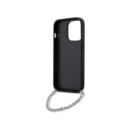 Karl Lagerfeld Saffiano Monogramm Kette - iPhone 14 Pro Tasche (Schwarz)
