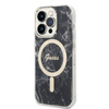 Guess Bundle Pack MagSafe IML Marble - MagSafe iPhone 14 Pro Max Tasche + Ladegerät Set (schwarz/gold)