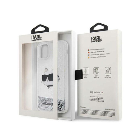 Karl Lagerfeld Liquid Glitter NFT Choupette Head - Coque iPhone 11 (argent)