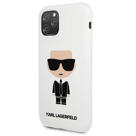Pouzdro Karl Lagerfeld Fullbody Silicone Iconic - iPhone 11 Pro Max (bílé)