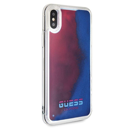 Guess California - pouzdro pro iPhone Xs / X (svítící ve tmě, pískové/červené)