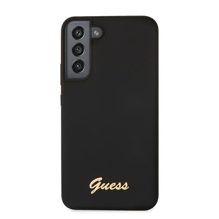 Guess Silikon Script Metall Logo - Samsung Galaxy S22+ Tasche (schwarz)