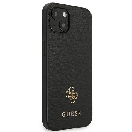 Guess Saffiano 4G kis fém logó - iPhone 13 mini tok (fekete)