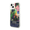 Guess Liquid Glitter Flower - pouzdro pro iPhone 14 (modré)