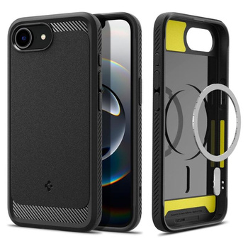 Spigen Rugged Armor MagSafe - Gehäuse für iPhone 16e (Schwarz matt)