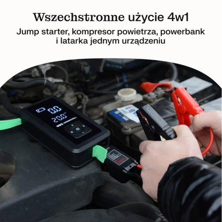 Green Cell - PowerBoost Air Car Jump Starter / Starter / Flashlight / Car Powerbank with Compressor 8000mAh 1000A