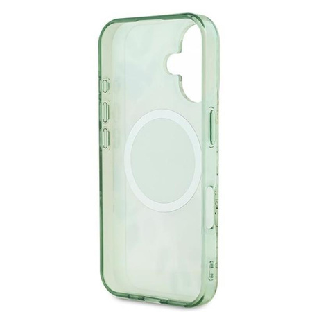 Guess IML Flower & Tonal Circle MagSafe - Coque pour iPhone 16 Plus (vert)