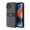 DKNY Bőr mono csíkos és fém logóval - iPhone 14 / 15 / 13 tok (fekete)