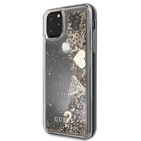 Guess Liquid Glitter Hearts - iPhone 11 Pro Max Case (Gold)