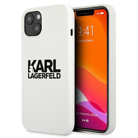 Karl Lagerfeld Silicone Stack Logo - Coque pour iPhone 13 mini (blanc)