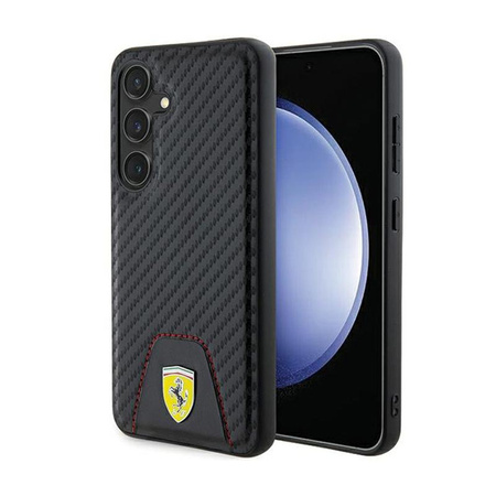 Ferrari Carbon prošívané dno - pouzdro pro Samsung Galaxy S24 (černé)