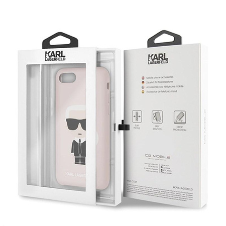 Karl Lagerfeld Fullbody Silicone Iconic - Coque iPhone SE 2020 / 8 / 7 (Rose clair)