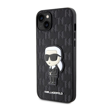 Karl Lagerfeld Saffiano Monogram NFT Ikonik - Tasche für iPhone 14 Plus (Schwarz)