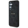 Guess Leather 4G Coloured Ring Classic Logo MagSafe - étui pour Samsung Galaxy S25+ (noir)