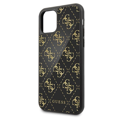 Guess Double Layer Glitter Case Peony G - pouzdro pro iPhone 11 (černé)
