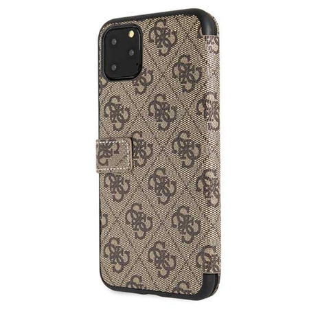 Guess Booktype 4G Charms Collection - Coque pour iPhone 11 Pro Max avec porte-cartes (marron)