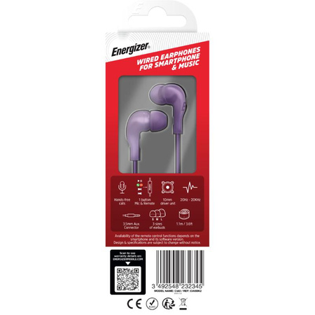 Energizer Classic CIA5 - Casque d'écoute filaire avec jack 3,5 mm (violet)