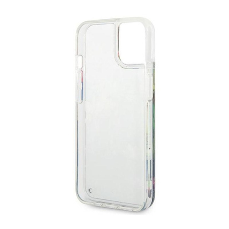 Guess Liquid Glitter Flower - Case for iPhone 14 Plus (Blue)