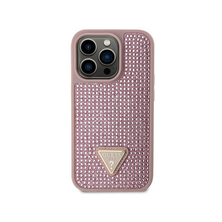 Guess Rhinestone Triangle - pouzdro pro iPhone 14 Pro (růžové)