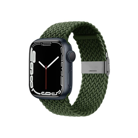 Crong Wave Band - Fonott szíj Apple Watch 44/45/46/49 mm-es órához (zöld)