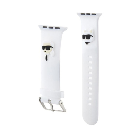 Karl Lagerfeld 3D Rubber Karl & Choupette Köpfe NFT - Armband für Apple Watch 42/44/45/49 mm (weiß)