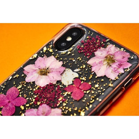 Housse PURO Glam Hippie Chic - Coque iPhone XR (véritables pétales de fleurs vertes)